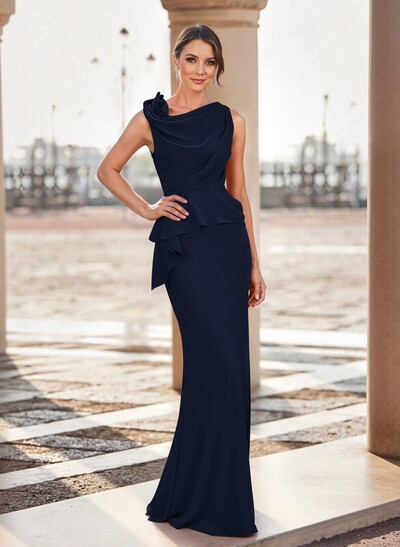 Elegant Flower Simple Elastic Satin Evening Dresses