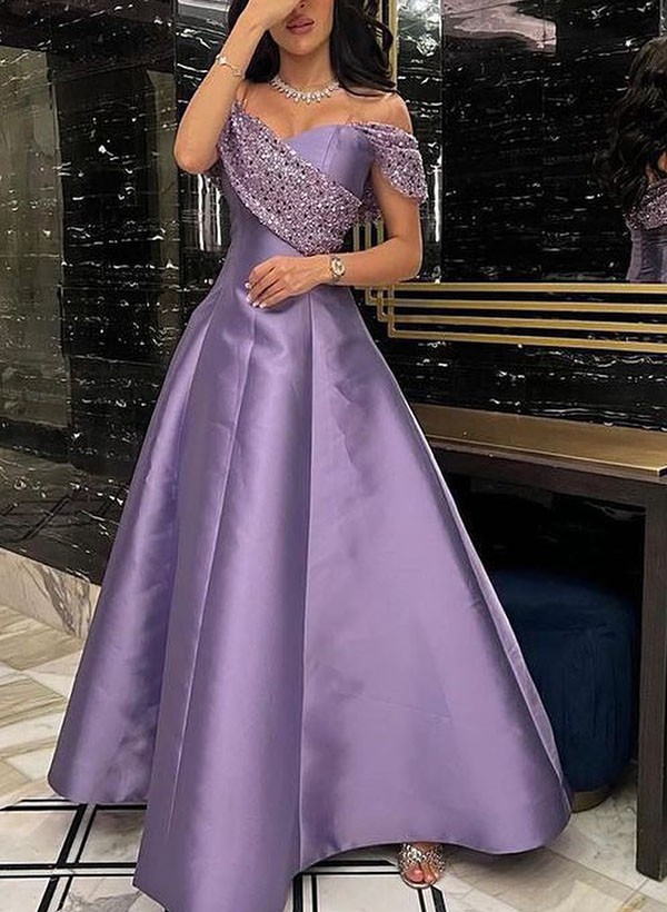 A-Line/Princess Chiffon Off-the-Shoulder Sleeveless Floor-Length Split Side With Belt Bridesmaid Dresses