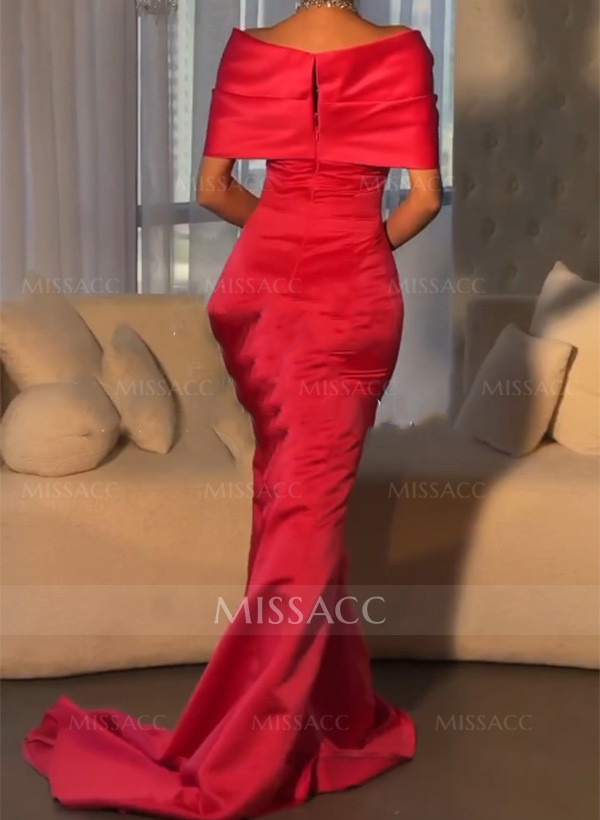 Trumpet/Mermaid Off-The-Shoulder Satin Beading Evening Dresses