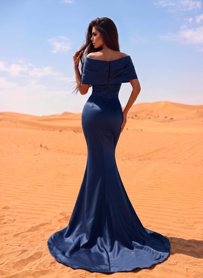 Trumpet/Mermaid Off-The-Shoulder Satin Beading Evening Dresses