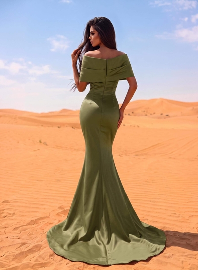 Trumpet/Mermaid Off-The-Shoulder Satin Beading Evening Dresses