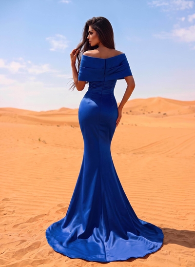 Trumpet/Mermaid Off-The-Shoulder Satin Beading Evening Dresses