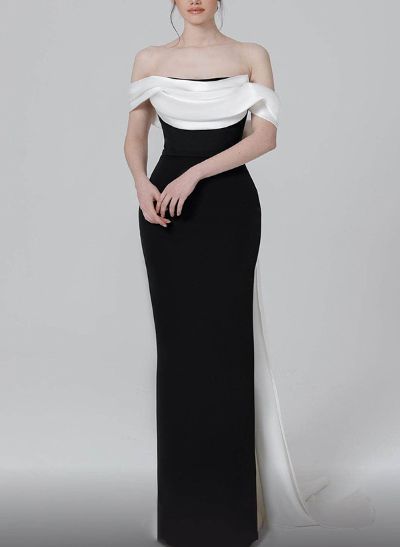Sheath/Column Off-The-Shoulder Sleeveless Elastic Satin Evening Dresses