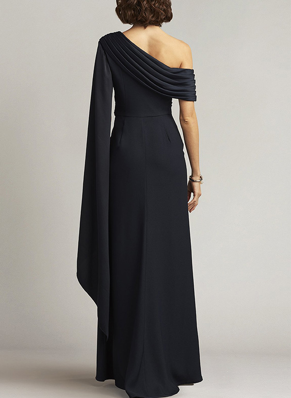 Sheath/Column Sleeveless Silk Like Satin Evening Dresses With Split Front