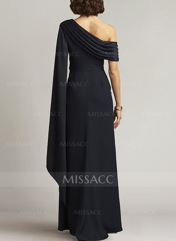 Sheath/Column Sleeveless Silk Like Satin Evening Dresses With Split Front