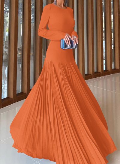 A-Line Pleated Long Sleeves Floor-Length Chiffon Mother Of The Bride Dresses