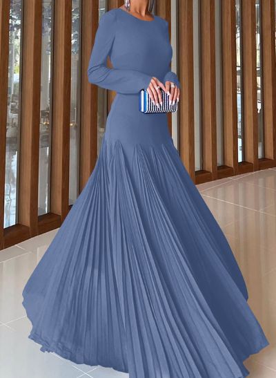 A-Line Pleated Long Sleeves Floor-Length Chiffon Mother Of The Bride Dresses