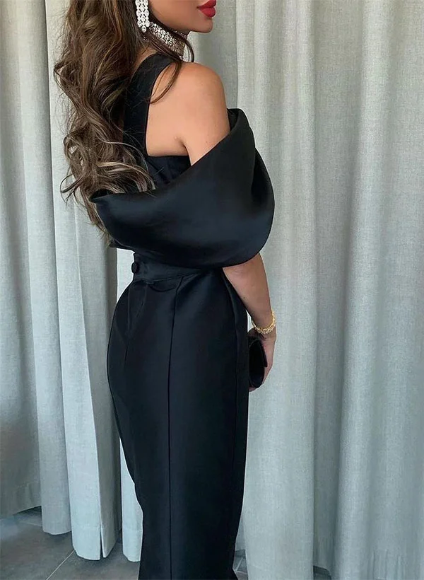 Navy Appliqued Halter Mermaid Satin Mother of the Bride Dress with Slit main image 1