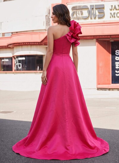 One-Shoulder Satin Mother Of The Bride Dresses With Flower(s)
