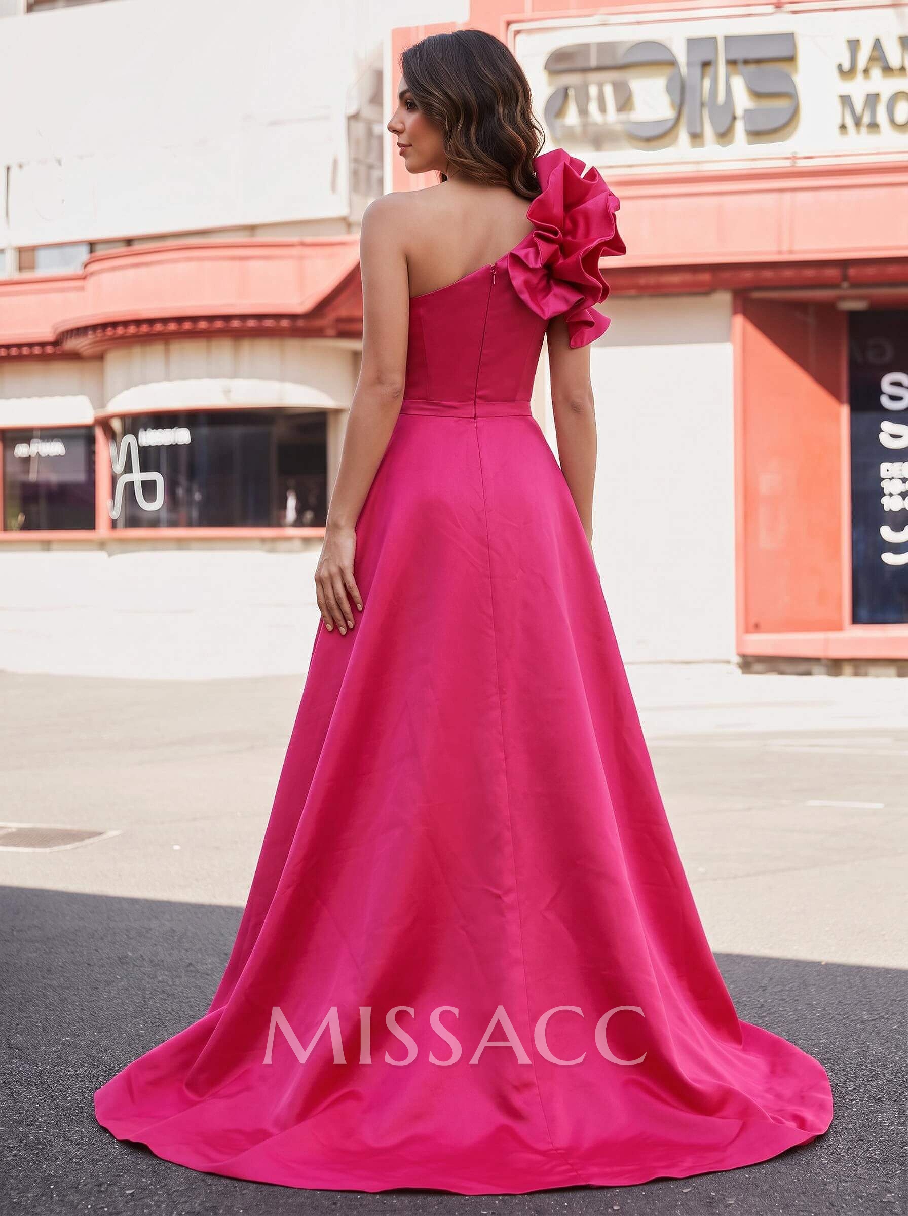 One-Shoulder Satin Mother Of The Bride Dresses With Flower(s)