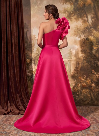 One-Shoulder Satin Mother Of The Bride Dresses With Flower(s)