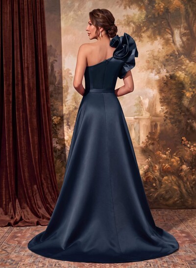 One-Shoulder Satin Mother Of The Bride Dresses With Flower(s)