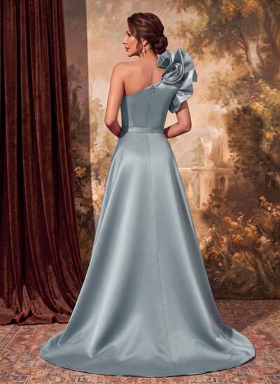 One-Shoulder Satin Mother Of The Bride Dresses With Flower(s)