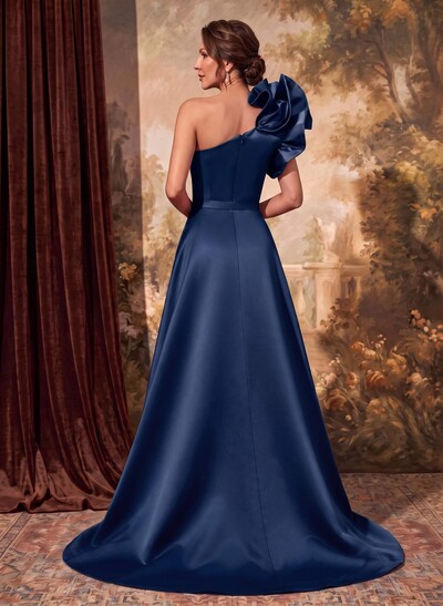 One-Shoulder Satin Mother Of The Bride Dresses With Flower(s)