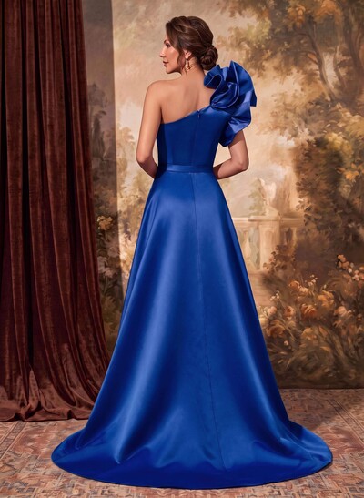 One-Shoulder Satin Mother Of The Bride Dresses With Flower(s)