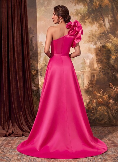 One-Shoulder Satin Mother Of The Bride Dresses With Flower(s)