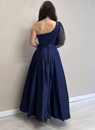 A-Line One-Shoulder Long Sleeves Sequined Mother Of The Bride Dresses