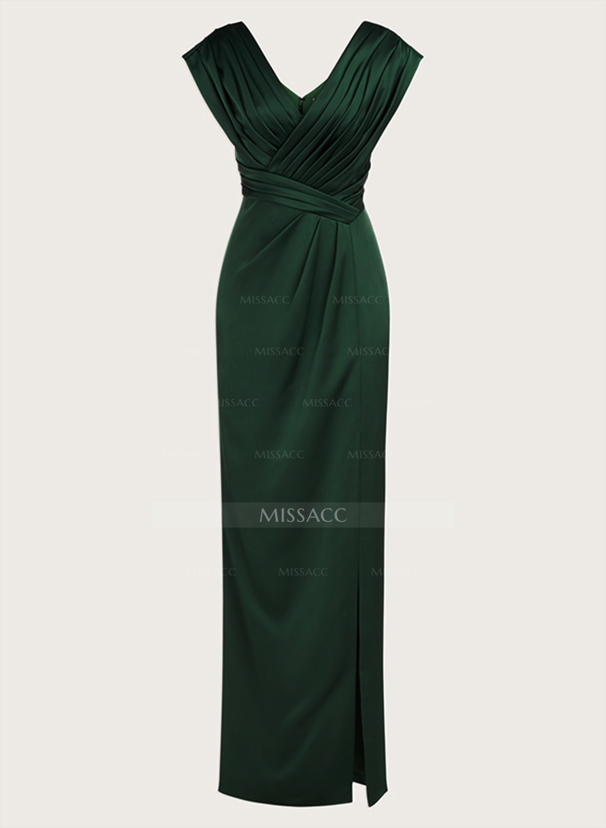 V-Neck Pleated Crepe Satin Sheath/Column Mother Of The Bride Dresses