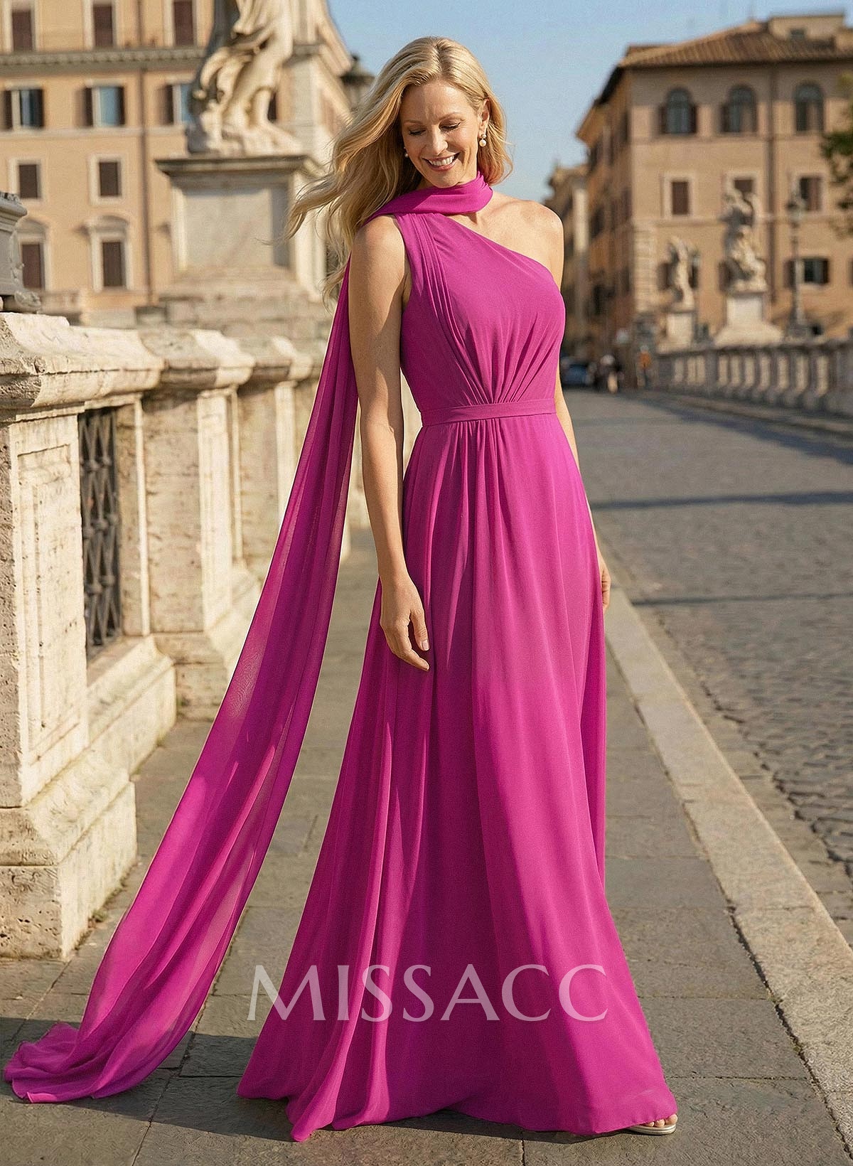 One-Shoulder A-Line Chiffon Mother Of The Bride Dresses