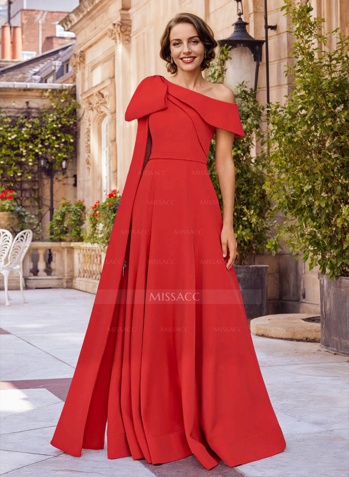 Simple Asymmetrical Neck A-Line Mother Of The Bride Dresses