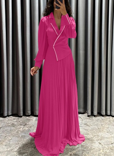 A-Line V-Neck Long Sleeves Sweep Train Chiffon Mother Of The Bride Dresses