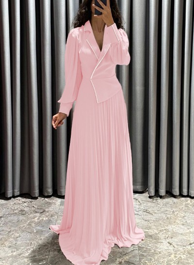 A-Line V-Neck Long Sleeves Sweep Train Chiffon Mother Of The Bride Dresses