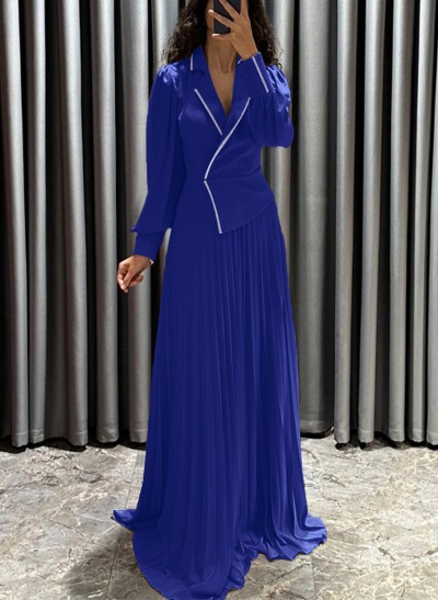 A-Line V-Neck Long Sleeves Sweep Train Chiffon Mother Of The Bride Dresses