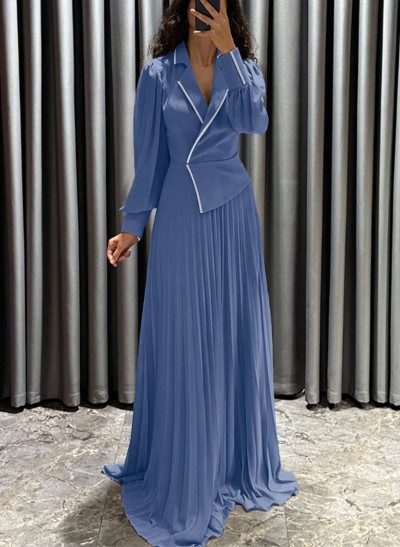 A-Line V-Neck Long Sleeves Sweep Train Chiffon Mother Of The Bride Dresses