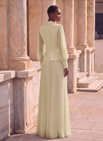 A-Line V-Neck Long Sleeves Sweep Train Chiffon Mother Of The Bride Dresses