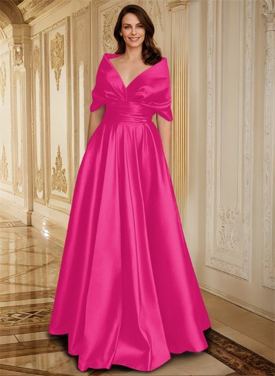 Elegant Simple Wrap A-Line Satin Mother Of The Bride Dresses