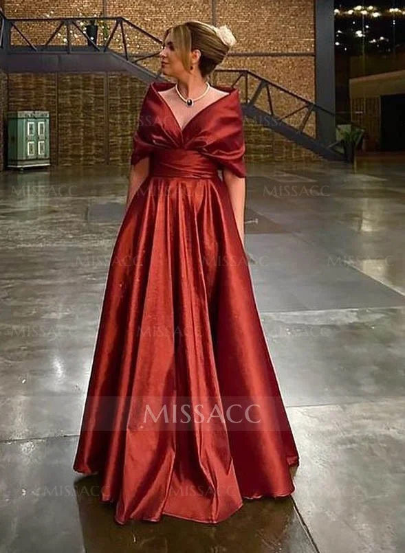 Missacc Home Try-on Dark Navy Mother of The Bride Dresses Elegant Simple Wrap Off Shoulder A-Line Satin Mother of The Bride Dresses