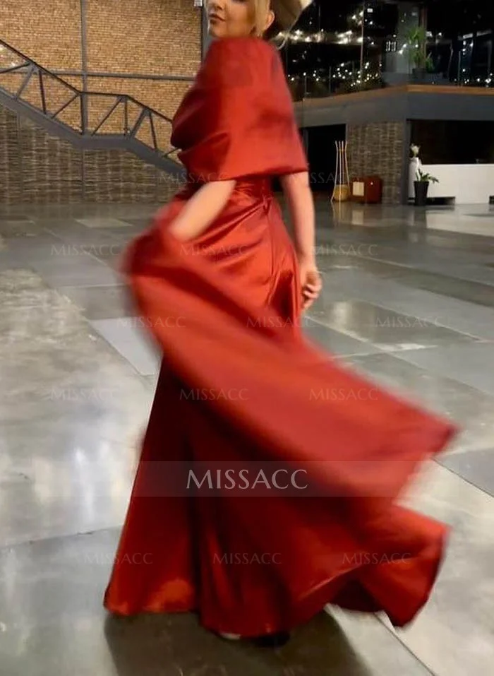 Missacc Home Try-on Dark Navy Mother of The Bride Dresses Elegant Simple Wrap Off Shoulder A-Line Satin Mother of The Bride Dresses