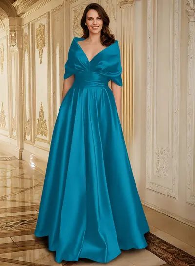 satin evening dress BABARONI V-neck Ruched Spaghetti Straps Dress with Slit Dusty Sage, Dusty Sage / US0 main image 0