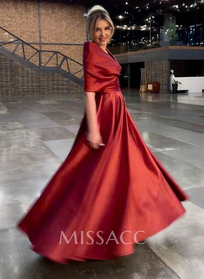 Elegant Simple Wrap Off Shoulder A-Line Satin Mother Of The Bride Dresses Elegant Simple Wrap Off Shoulder A-Line Satin Mother Of The Bride Dresses