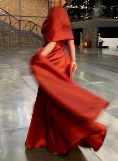 Elegant Simple Wrap Off Shoulder A-Line Satin Mother Of The Bride Dresses