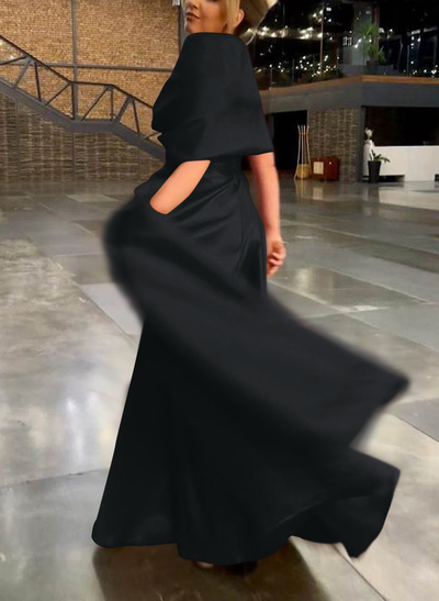 Elegant Simple Wrap Off Shoulder A-Line Satin Mother Of The Bride Dresses