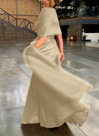 Elegant Simple Wrap Off Shoulder A-Line Satin Mother Of The Bride Dresses