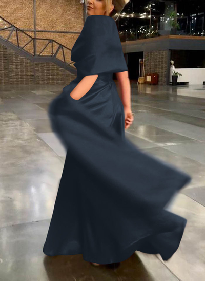 Elegant Simple Wrap Off Shoulder A-Line Satin Mother Of The Bride Dresses