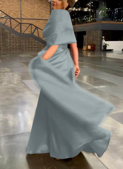 Elegant Simple Wrap Off Shoulder A-Line Satin Mother Of The Bride Dresses