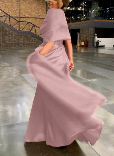 Elegant Simple Wrap Off Shoulder A-Line Satin Mother Of The Bride Dresses