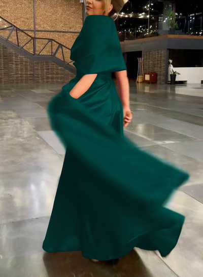 Elegant Simple Wrap Off Shoulder A-Line Satin Mother Of The Bride Dresses