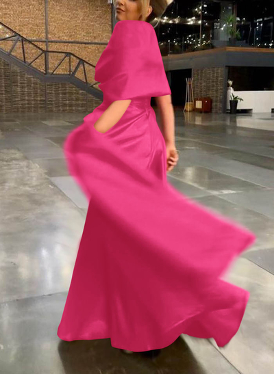 Elegant Simple Wrap Off Shoulder A-Line Satin Mother Of The Bride Dresses