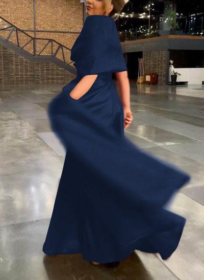 Elegant Simple Wrap Off Shoulder A-Line Satin Mother Of The Bride Dresses