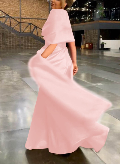 Elegant Simple Wrap Off Shoulder A-Line Satin Mother Of The Bride Dresses