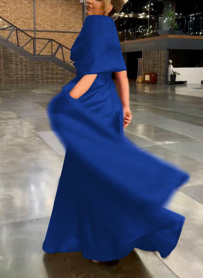 Elegant Simple Wrap Off Shoulder A-Line Satin Mother Of The Bride Dresses