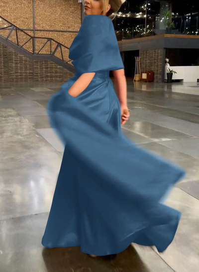 Elegant Simple Wrap Off Shoulder A-Line Satin Mother Of The Bride Dresses