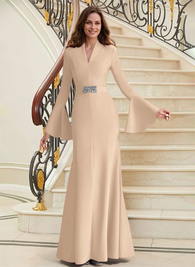 High Neck Long Sleeves Elegant Beading Mother Of The Bride Dresses