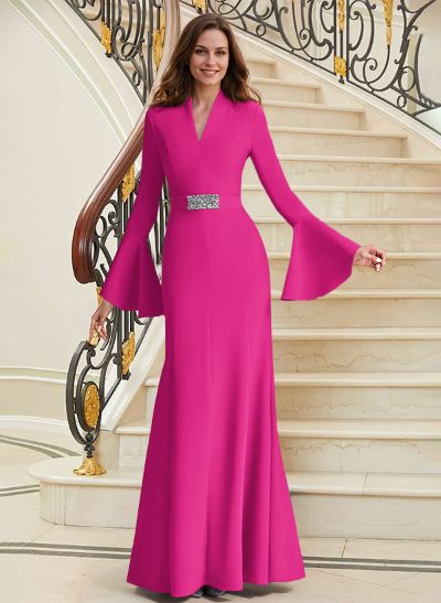 High Neck Long Sleeves Elegant Beading Mother Of The Bride Dresses