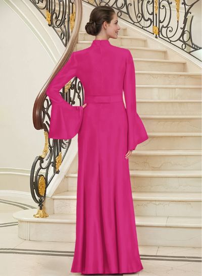 High Neck Long Sleeves Elegant Beading Mother Of The Bride Dresses