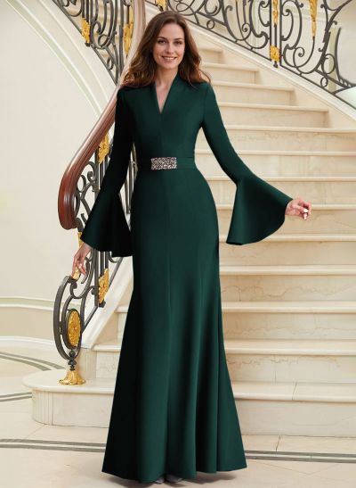 High Neck Long Sleeves Elegant Beading Mother Of The Bride Dresses